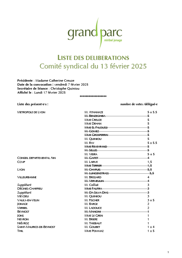 Séance du comité syndical du 13 février 2025