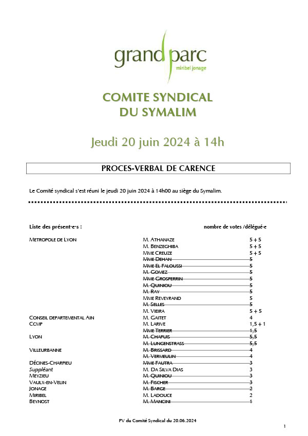 Séance du comité syndical du 20 juin 2024