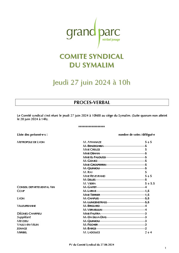 Séance du comité syndical du 27 juin 2024